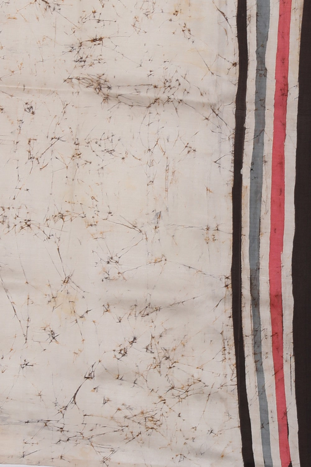 Image of Batik Printed Off-White Saree